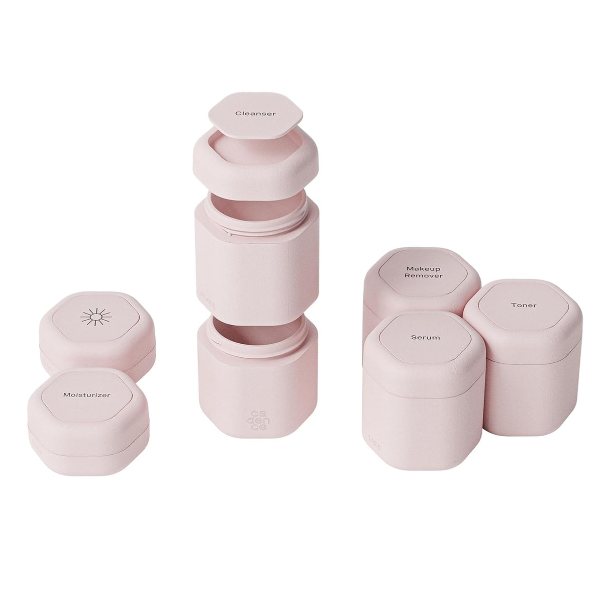Cadence Travel Containers - Full Skincare Set - Magnetic Containers with Lids,Carry On Travel