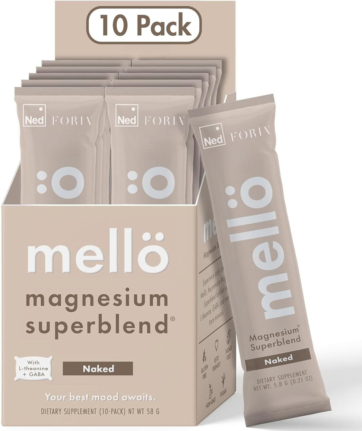 Mellö Magnesium Supplement Superblend Powder - Magnesium Glycinate with L-Theanine, GABA, and Trace
