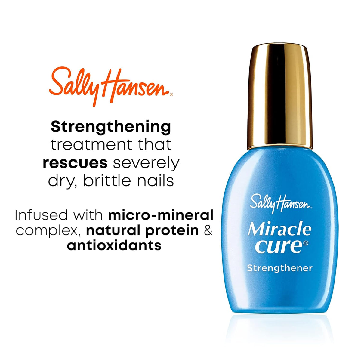 Sally Hansen Miracle Cure®, Nail Strengthener, Infused with Micro-Mineral Complex, Natural Protein