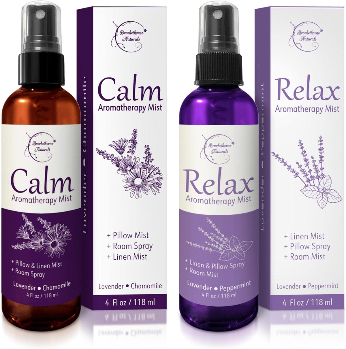 Lavender Spray Aromatherapy Mist Set of 2 – Natural Linen & Pillow Spray for Bedding, Essential Oil