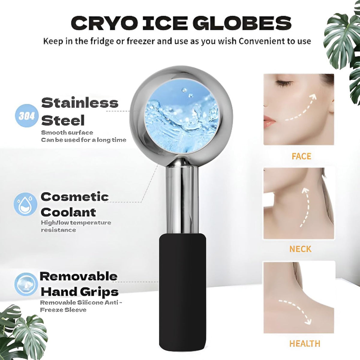 Ice Globes for Face Eyes, Unbreakable Stainless Steel Cryo Massagers for Skincare Routines