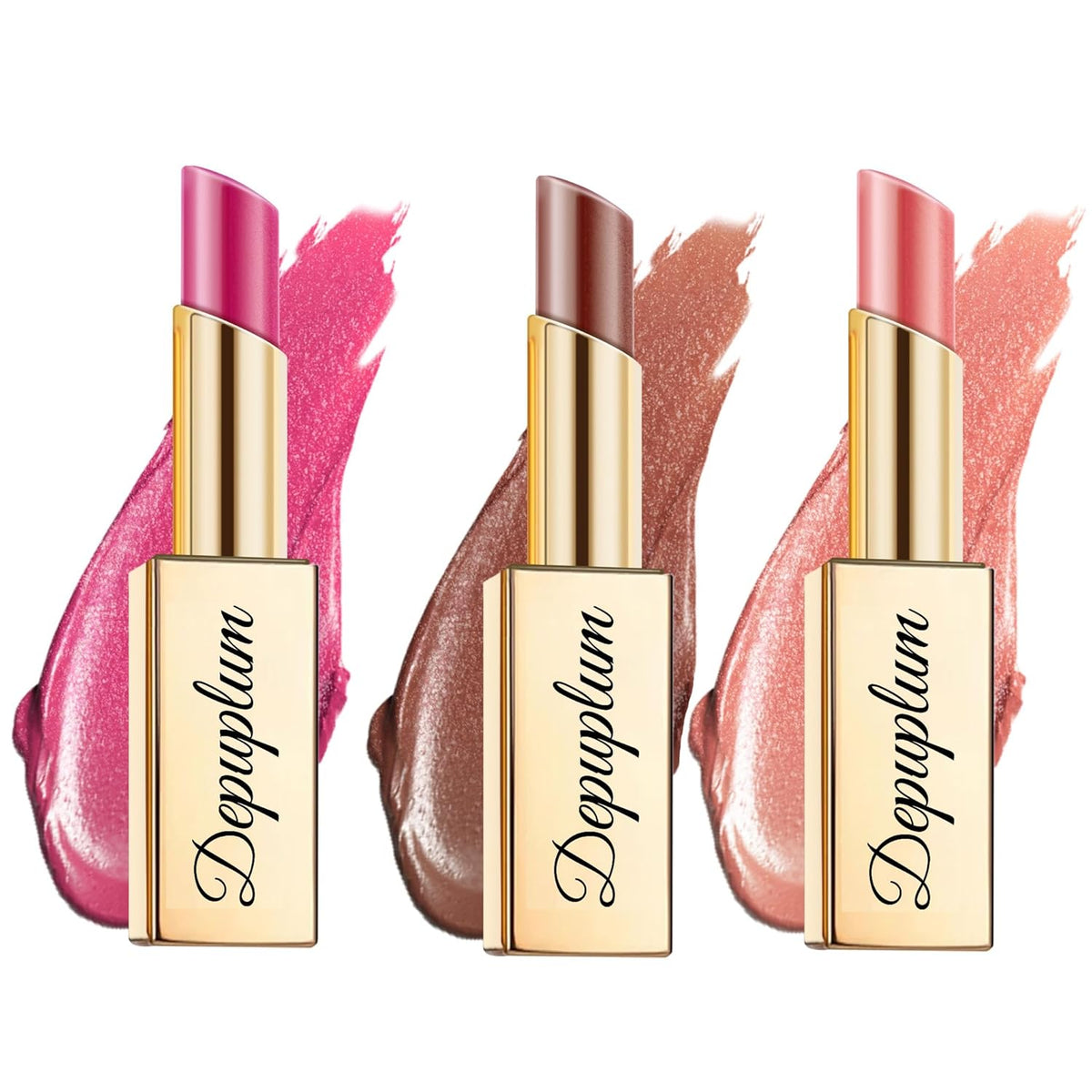 Hot Pink Brown Nude Lipstick Set for Women Shimmer Tinted Lip Balm Hydrating Moisturizing Lipstick