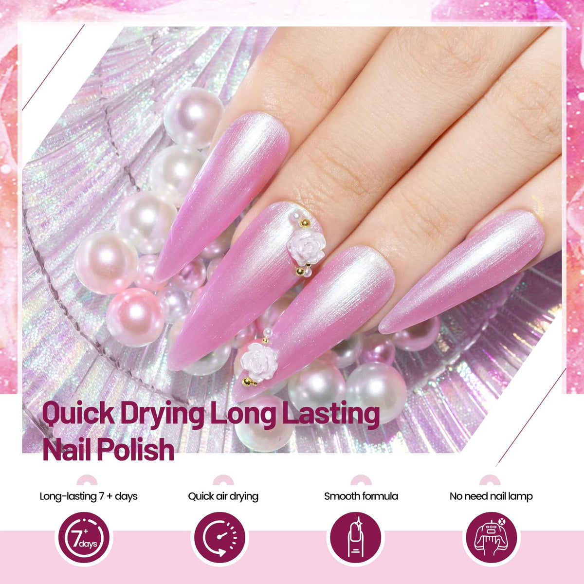 10ml 6 Colors Red Glitter Nail Polish Set Glitter Rose Red Pink Deep Purple Series Nail Polish