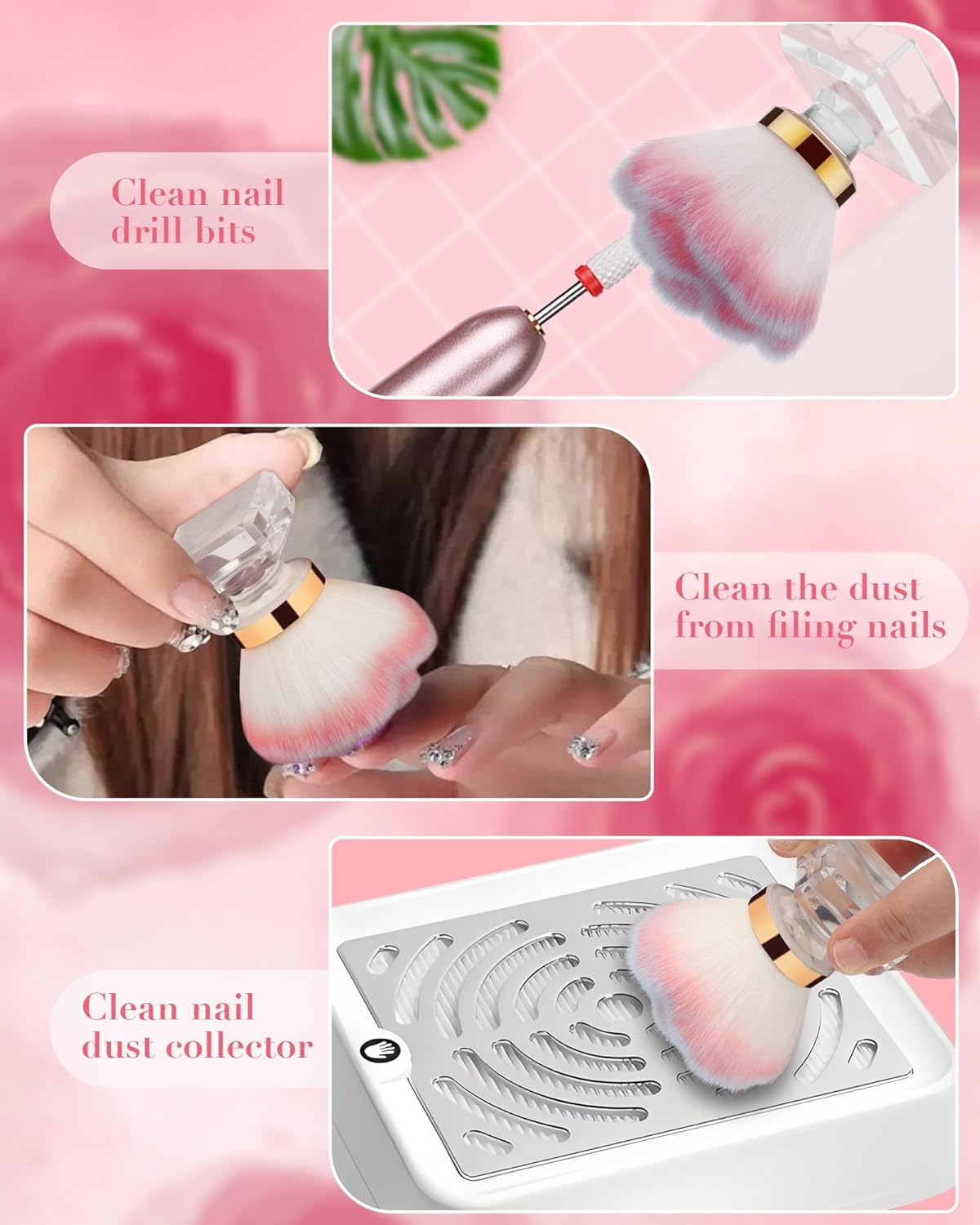 Rolybag Nail Dust Brush Dust Powder Remover Brush Nail Art Dust Cleaner Brush Fluffy Brush for Nail