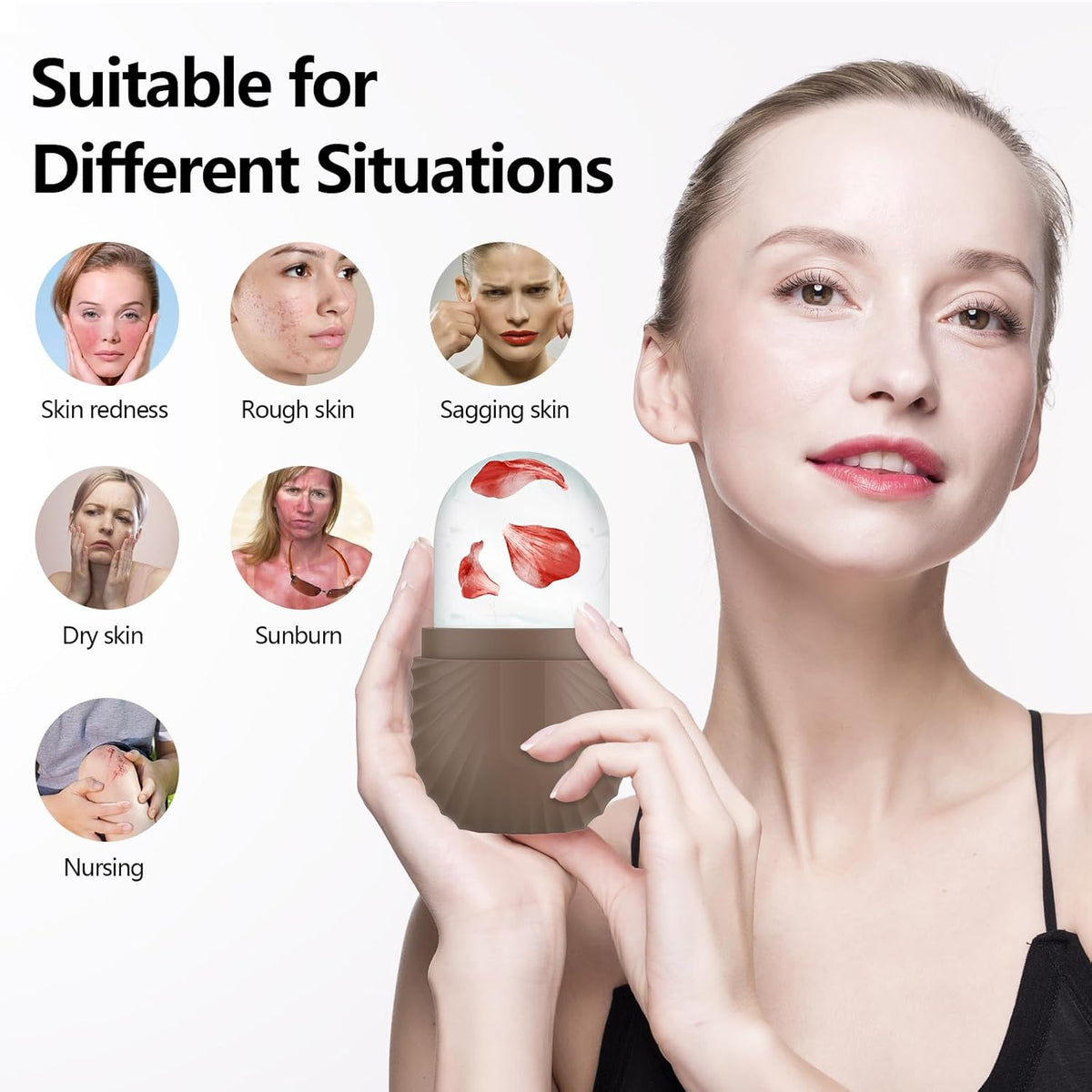 Ice Roller for Face and Eye, Silicone Ice Facial Roller Ice Holder, Face Ice Mold Skin Care, Face