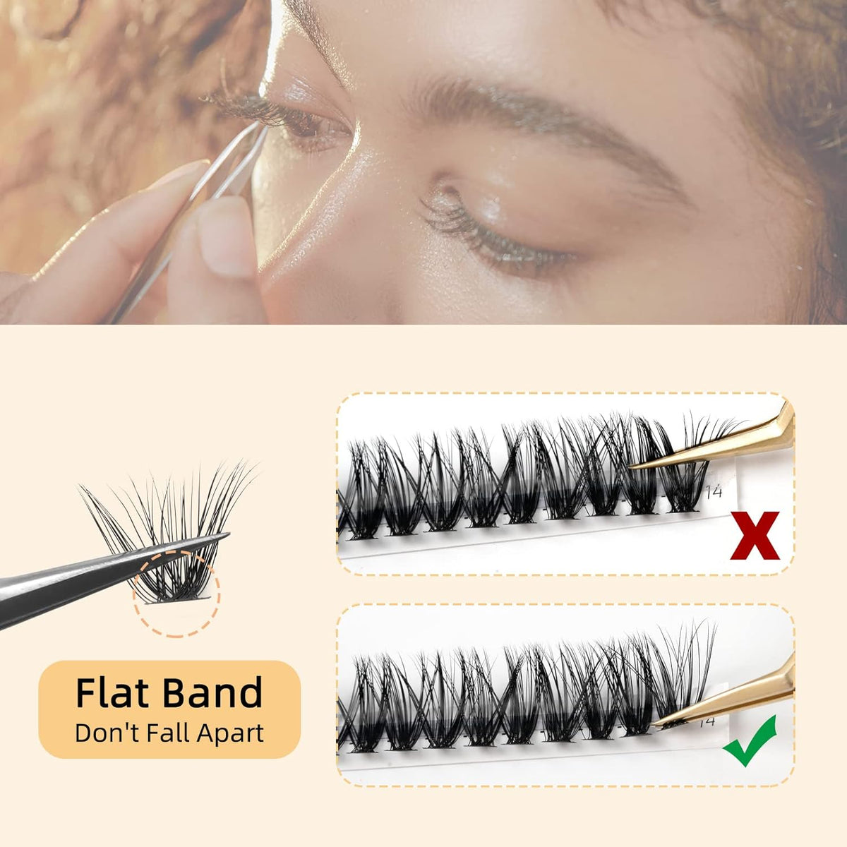 QUEWEL Cluster Lashes 240Pcs Individual Lashes 40D 0.07D Curl Mix8-14mm Lash Extensions Clusters