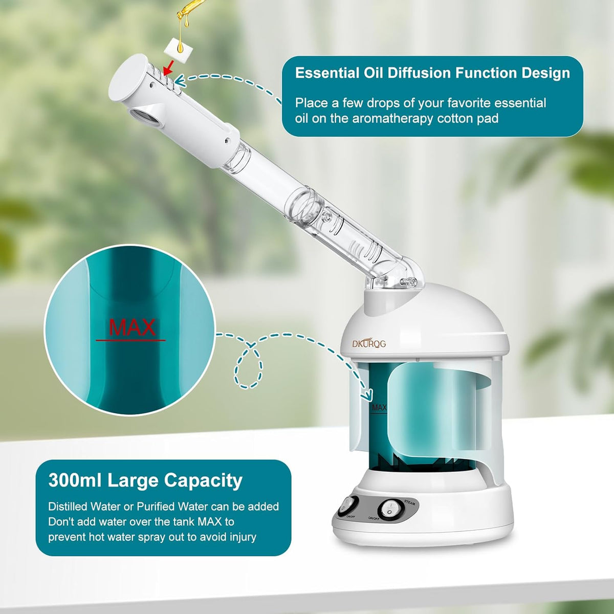 Facial Steamer, Nano Ionic Face Steamer for Facial Deep Cleaning Portable Ozone Steamer with