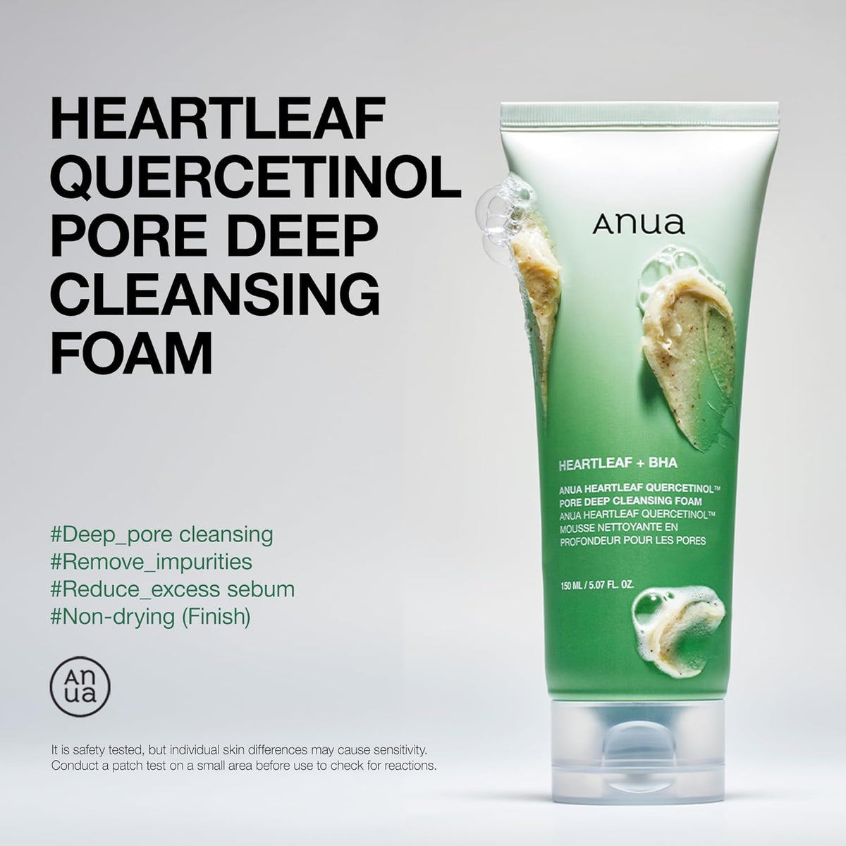 ANUA Heartleaf Quercetinol Pore Deep Cleansing Foam, Facial Cleanser, for Double Cleansing, BHA