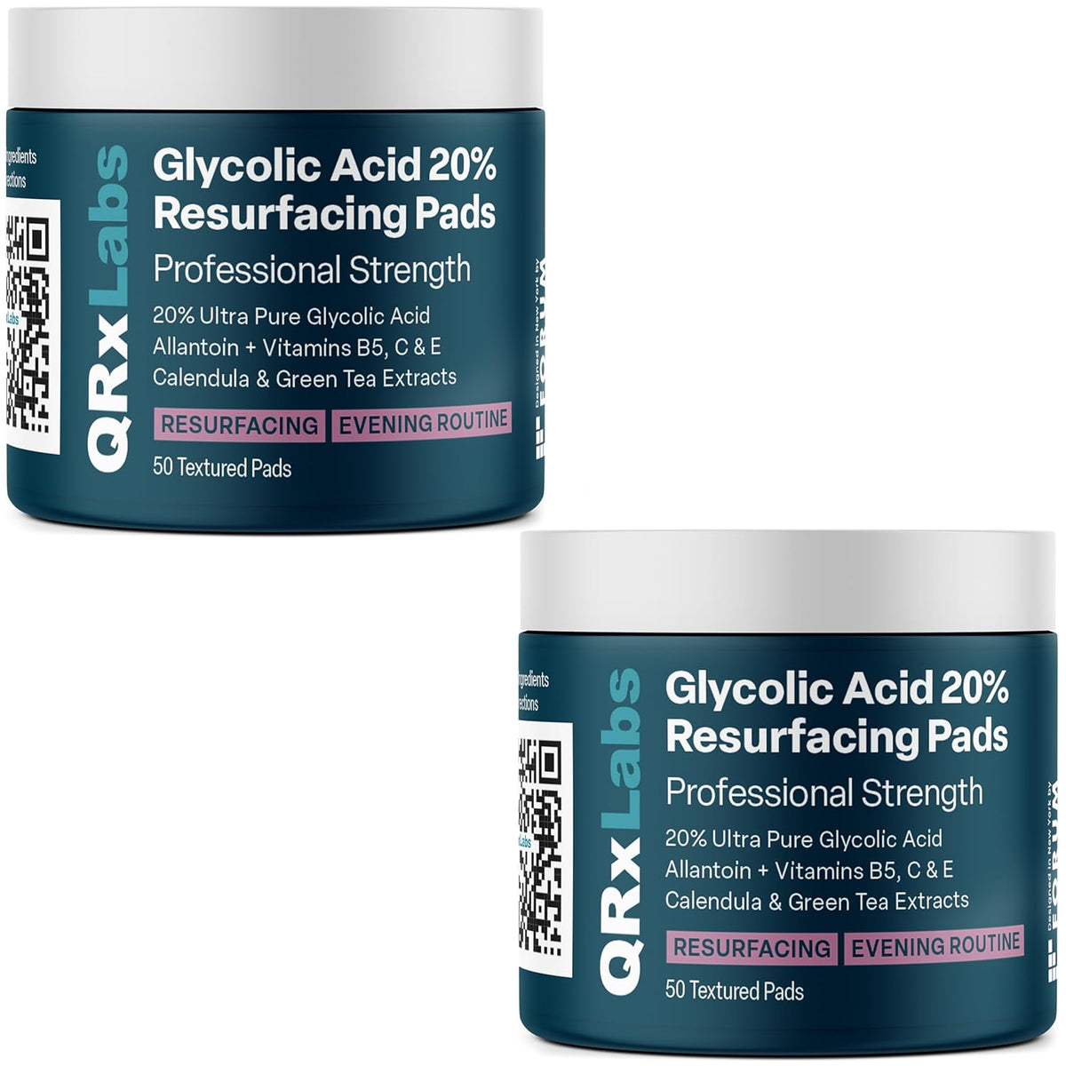 Glycolic Acid 20% Resurfacing Pads for Face & Body with Vitamins B5, C & E, Green Tea, Calendula