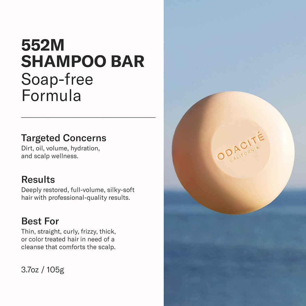 ODACITE Odacité Shampoo Bar for Hair Care - Argan & Coconut 552M Natural Soap Bar - Cleansing