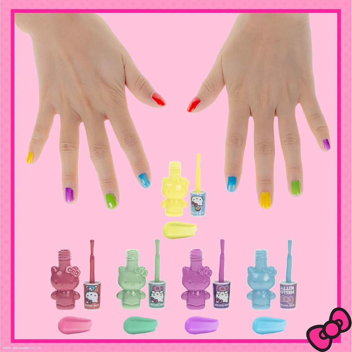 Townley Girl Hello Kitty 8 Pack Non-Toxic Peel-Off Shimmer and Opaque, Water-Based Safe Nail Polish