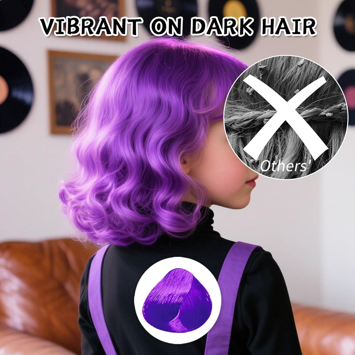 Byhoo Purple Temporary Hair Color Dye for Dark Hair, 90 ml, Cream Format, Fashionable Color