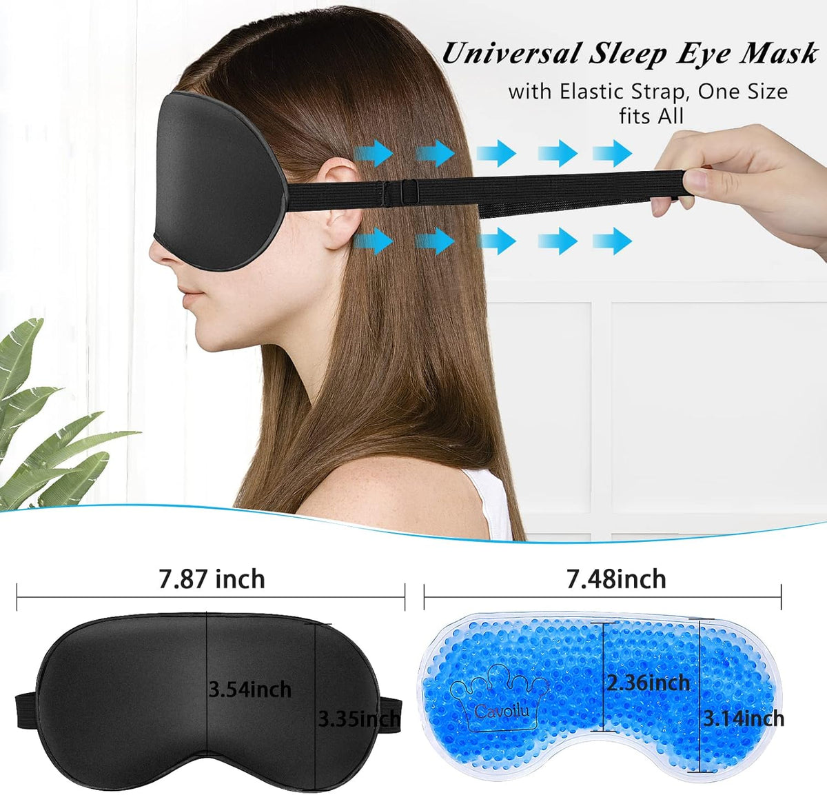 Eye Mask, Cooling Sleep Mask Gel Eye Mask for Sleeping, Black Silk Sleeping Mask for Travel, Gifts