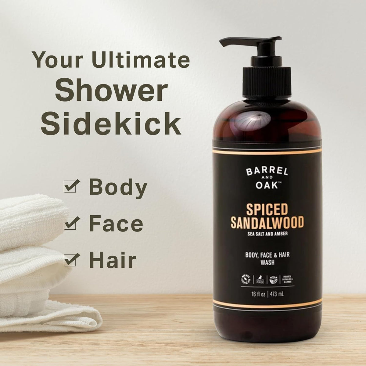 Barrel and Oak - All-In-One Body Wash, Men's Face, Hair, & Body Wash, Natural Exfoliator &