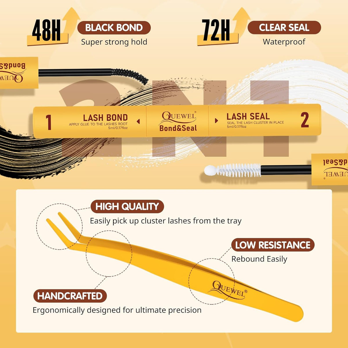 QUEWEL DIY-Lash-Extension-Kit, 3D Lash-Clusters-Kit with 280PCS 30+40+50D Lashes Clusters Mixed