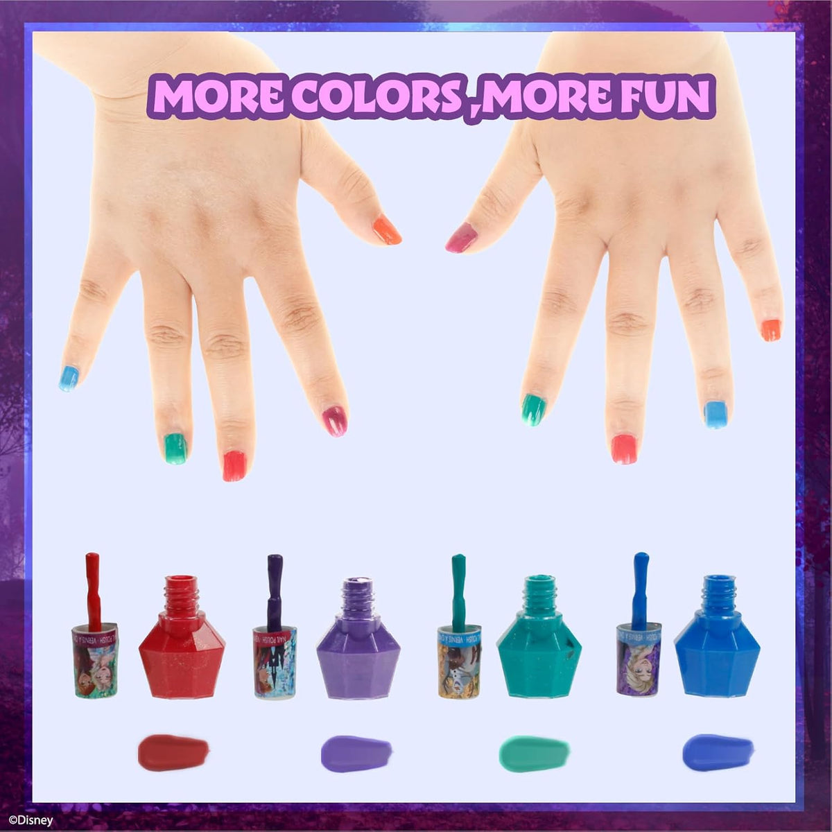 Townley Girl Disney Frozen Non-Toxic Peel-Off Nail Polish Set with Shimmery and Opaque Colors with