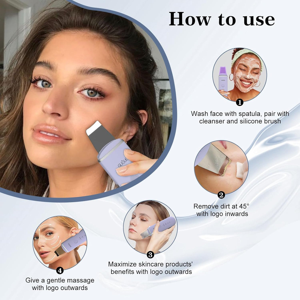 GUGUG Skin Scrubber Face Spatula Skin Spatula Pore Cleaner Blackhead Remover Tools for Facial Deep