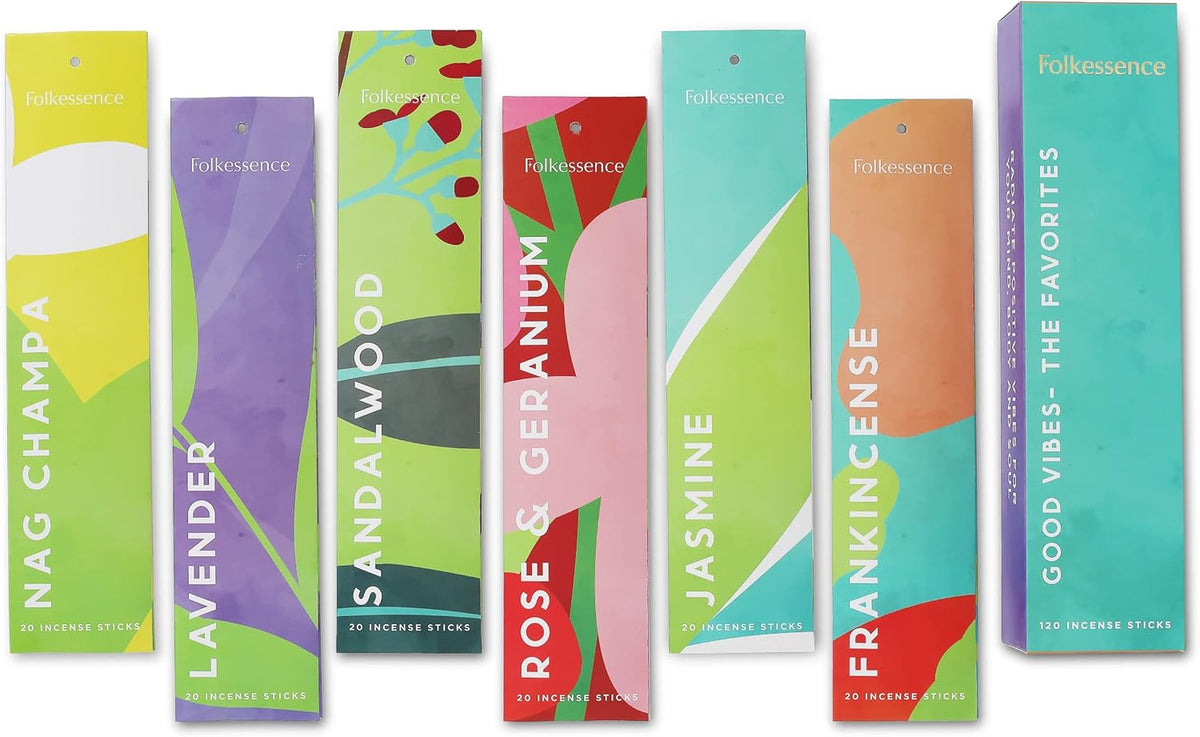 Folkulture Incense Sticks | Set of 6 (120 Non Toxic Insence-Sticks) with 45 Mins Burn Time |