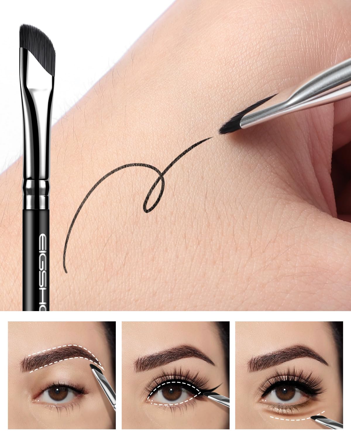 EIGSHOW Dual-Ended Precision Eyebrow Brush and Comb for Eyeliner Lining, Sculpting Brows