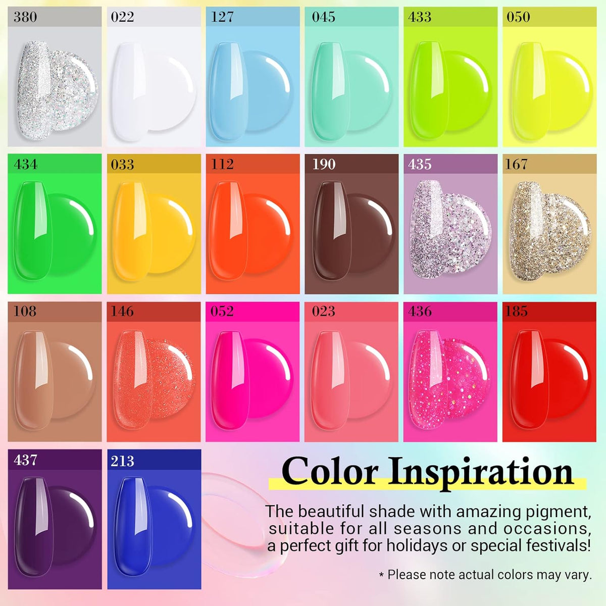 AZUREBEAUTY 31 Pcs Dip Powder Nail Kit Starter, 20 Colors Neon Glitter Purple Blue Yellow Dipping