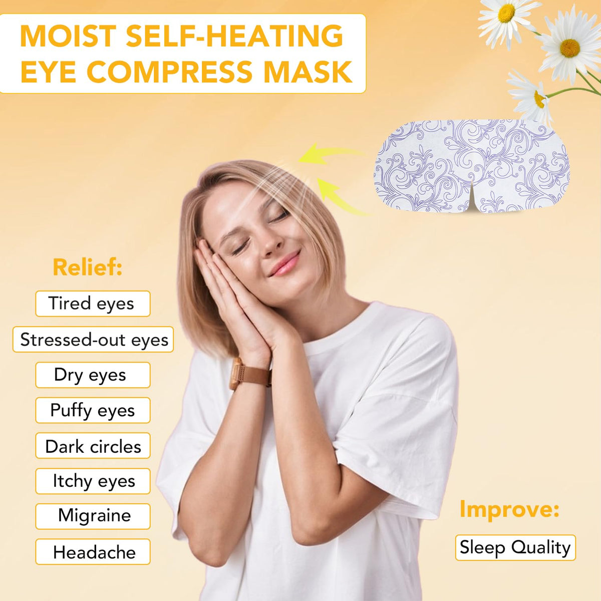 XPCARE Steam Eye Masks for Dry Eyes, Self Heated Steam Warm Eye Mask, Disposable Heated Eye Mask