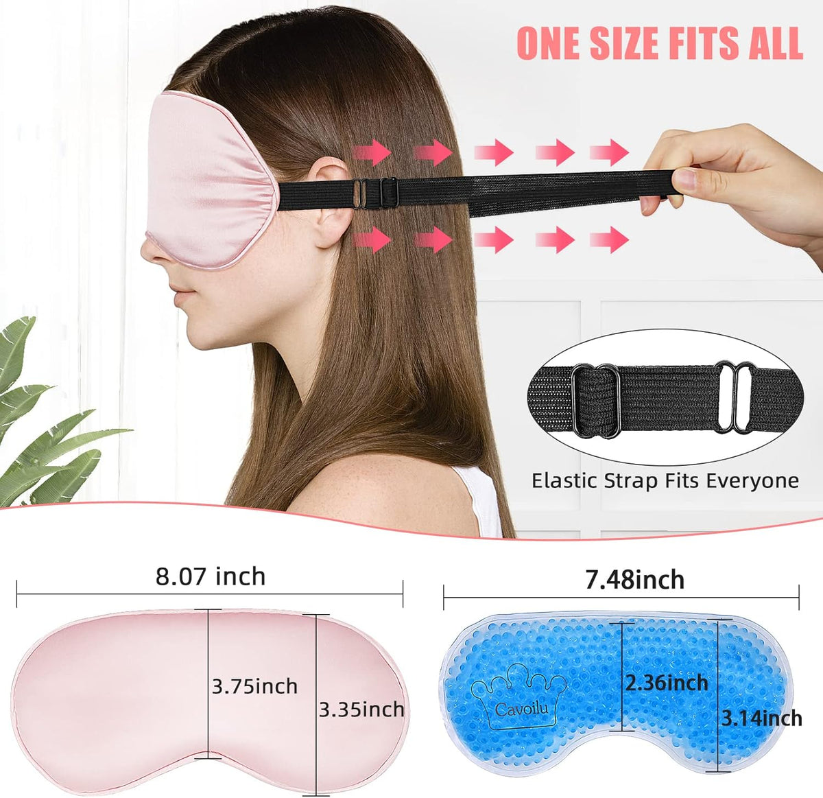 Cooling Eye Mask for Sleeping, Silk Sleep Mask w/Gel Eye Mask, Heated Eye Masks, Blindfold Eye