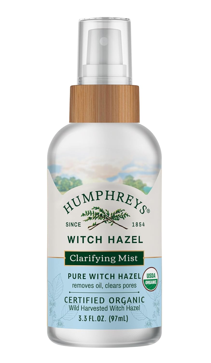 Humphreys Witch Hazel Clarifying Toner Mist Spray | Wild Harvested Witch Hazel | USDA Organic|