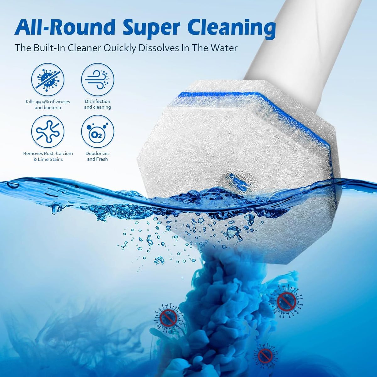 50 Count Upgraded Toilet Wand Refills | 2X Cleaning Power Toilet Bowl Cleaners | Extra Foam