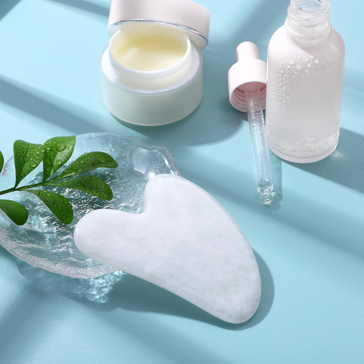 Guasha Tool for Face: White Jade Gua Sha Facial Tools - Gua Sha Stone for Face and Body Skin
