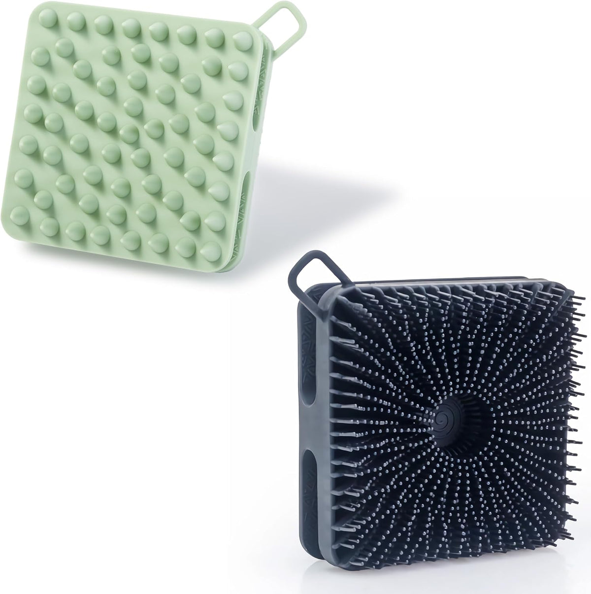 2 PC Silicone Exfoliating Body Scrubber, Silicone Body Shampoo Brush, Soft Silicone Loofah for