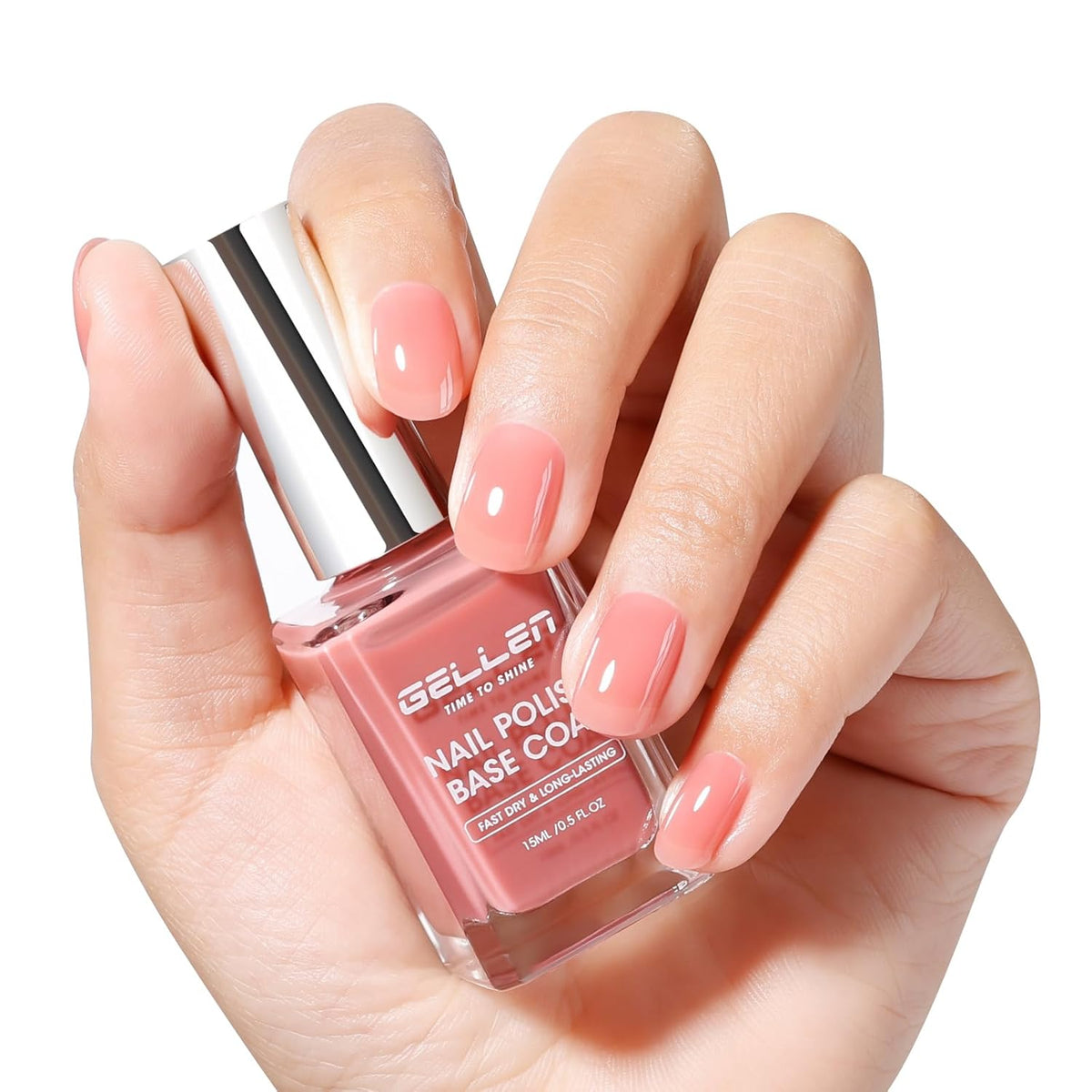 GELLEN 4-In-1 Illuminating Nail Concealer Base Coat Polish Dusty Rose Pink, Sheer Nail Strengthener