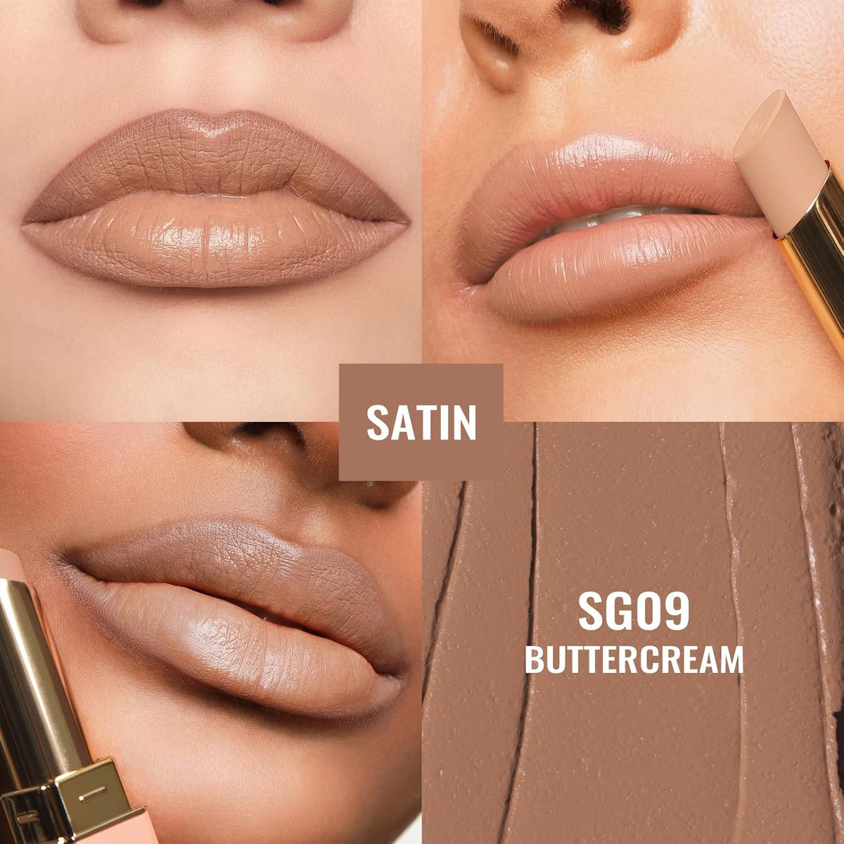 Oulac Color Rich Satin Lipstick - Nude Beige Full Coverage Lip Color, Creamy Silky-Smooth