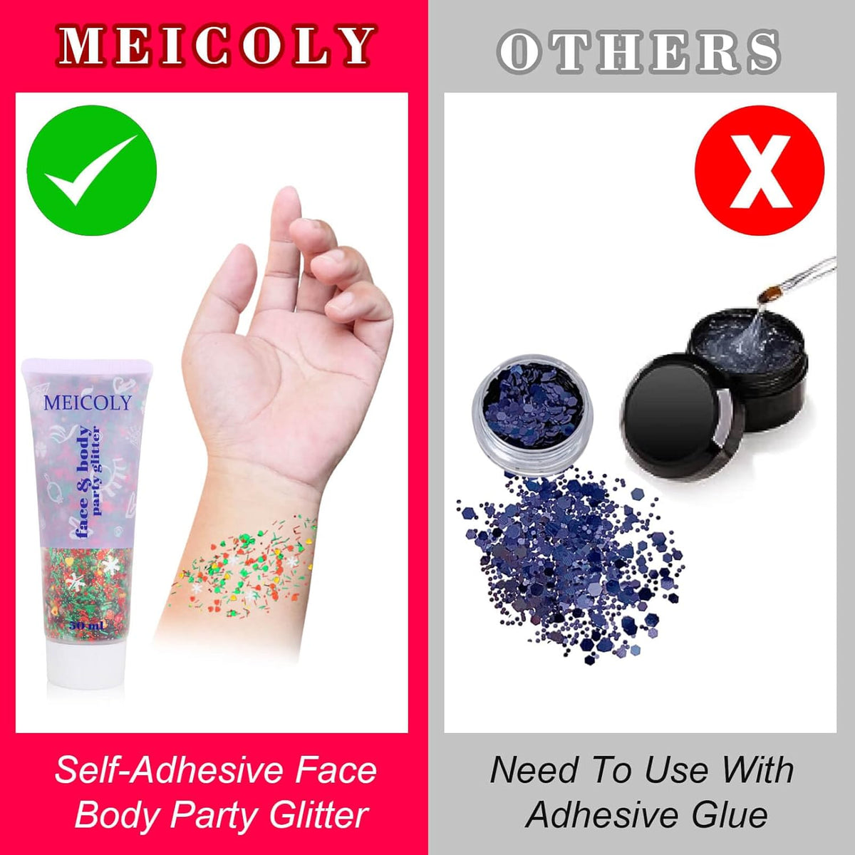 Christmas Makeup,MEICOLY Christmas Face Body Glitter Gel,Christmas Stocking Stuffers Gift