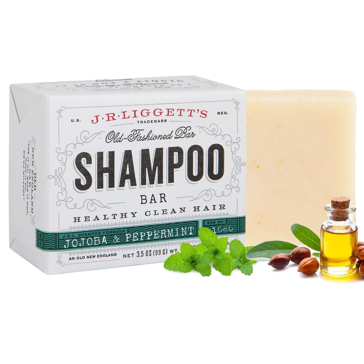 J·R·LIGGETT'S All-Natural Shampoo Bar, Jojoba and Peppermint Formula-Supports Strong and Healthy