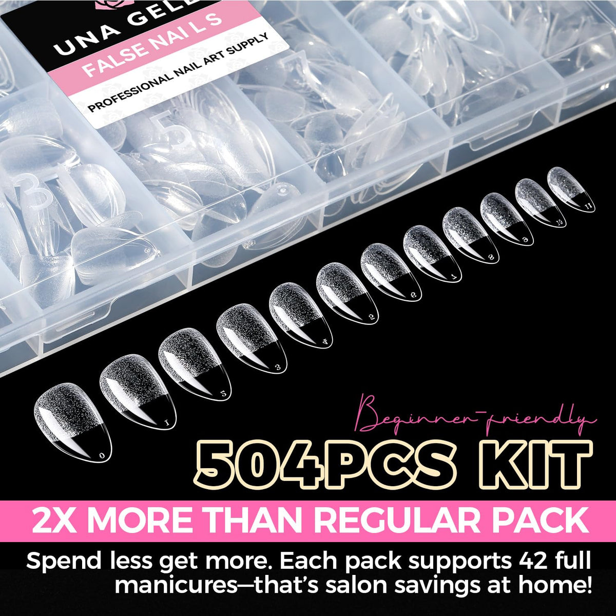 UNA GELLA Short Almond Nail Tips: 504PCS Short Fake Nails Soft Press On Gel Nail Tips Pre Shaped