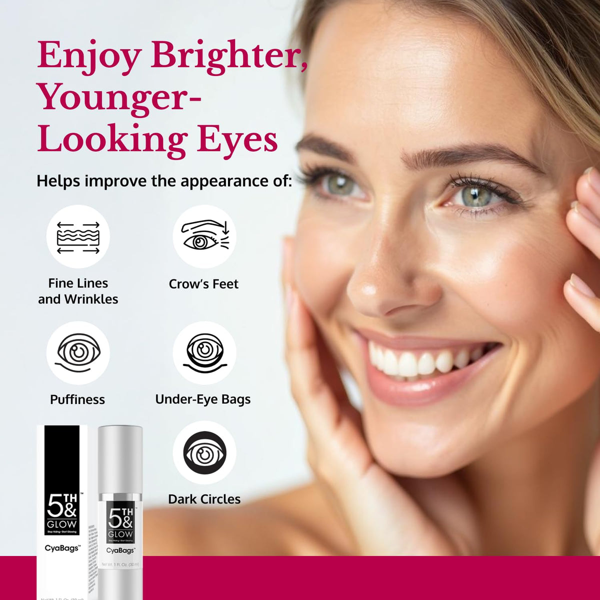 5th & Glow Cyabags - Instant Under Eye Bag Remover Serum For Dark Circles & Puffy Eyes Reduction