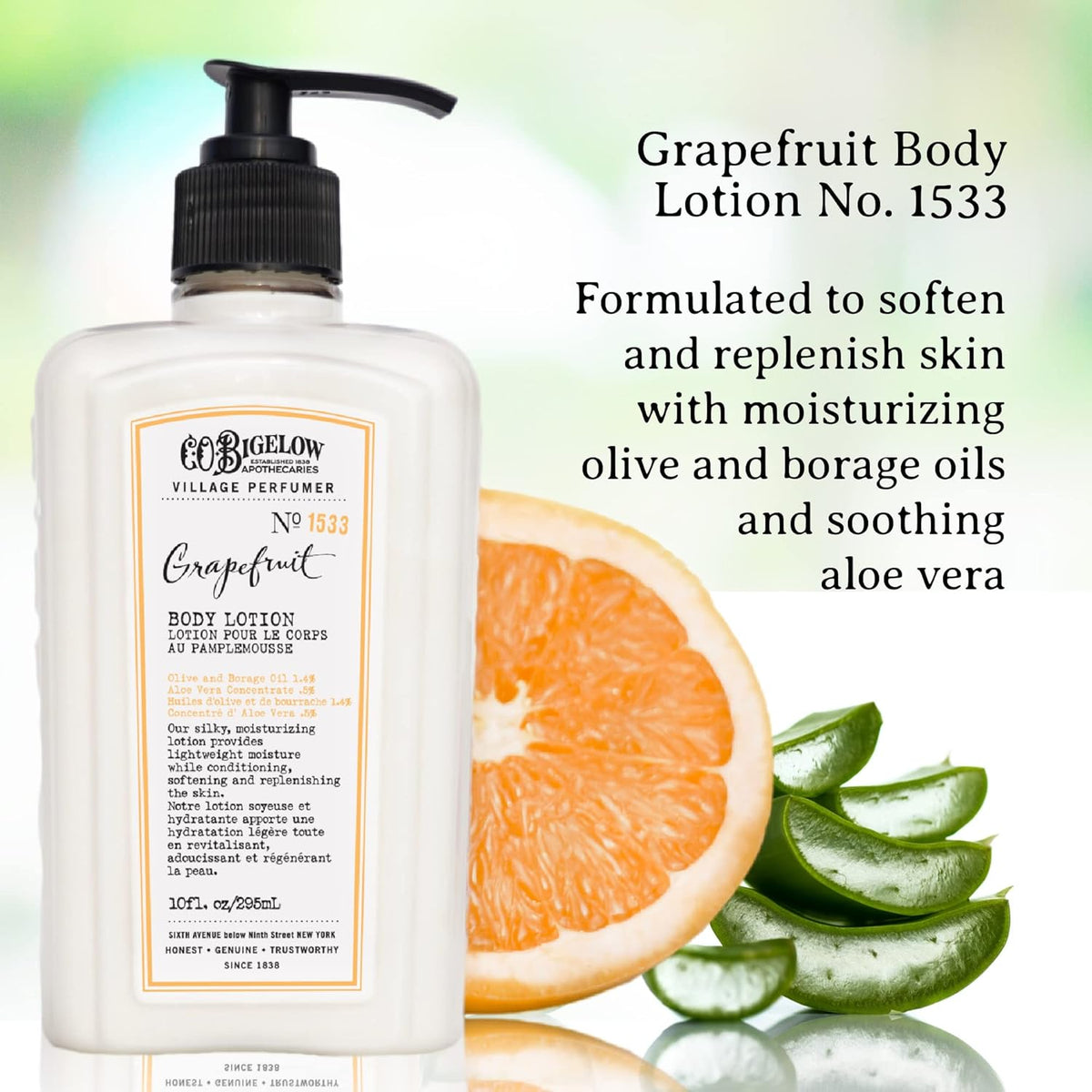 C.O. Bigelow Grapefruit Body Lotion, Village Perfumer Moisturizing Body Lotion with Aloe Vera