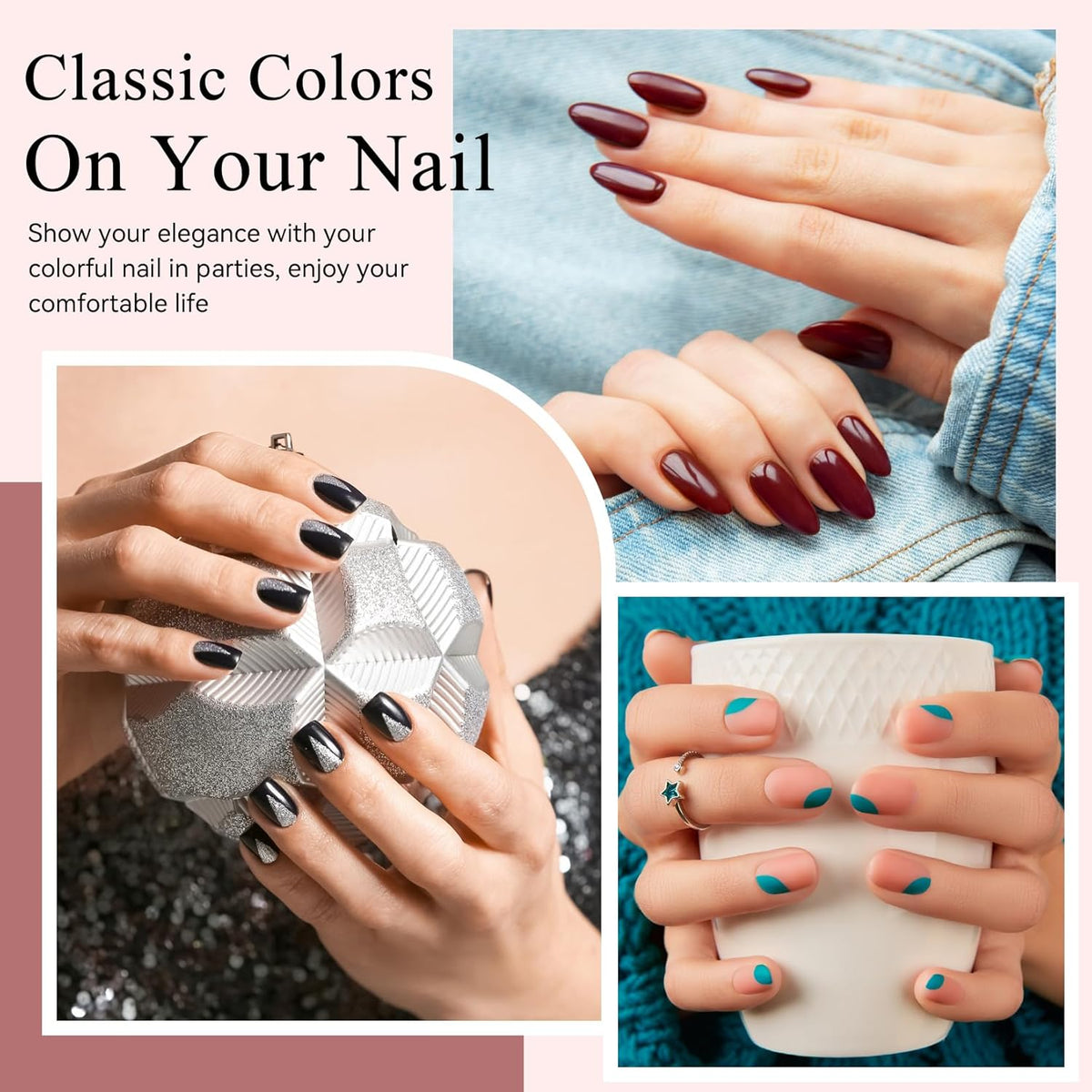 phoenixy Gel Nail Polish 25+5 PCS Gel Nail Polish Kit with Base Coat Glossy Matte Gold Glitter and