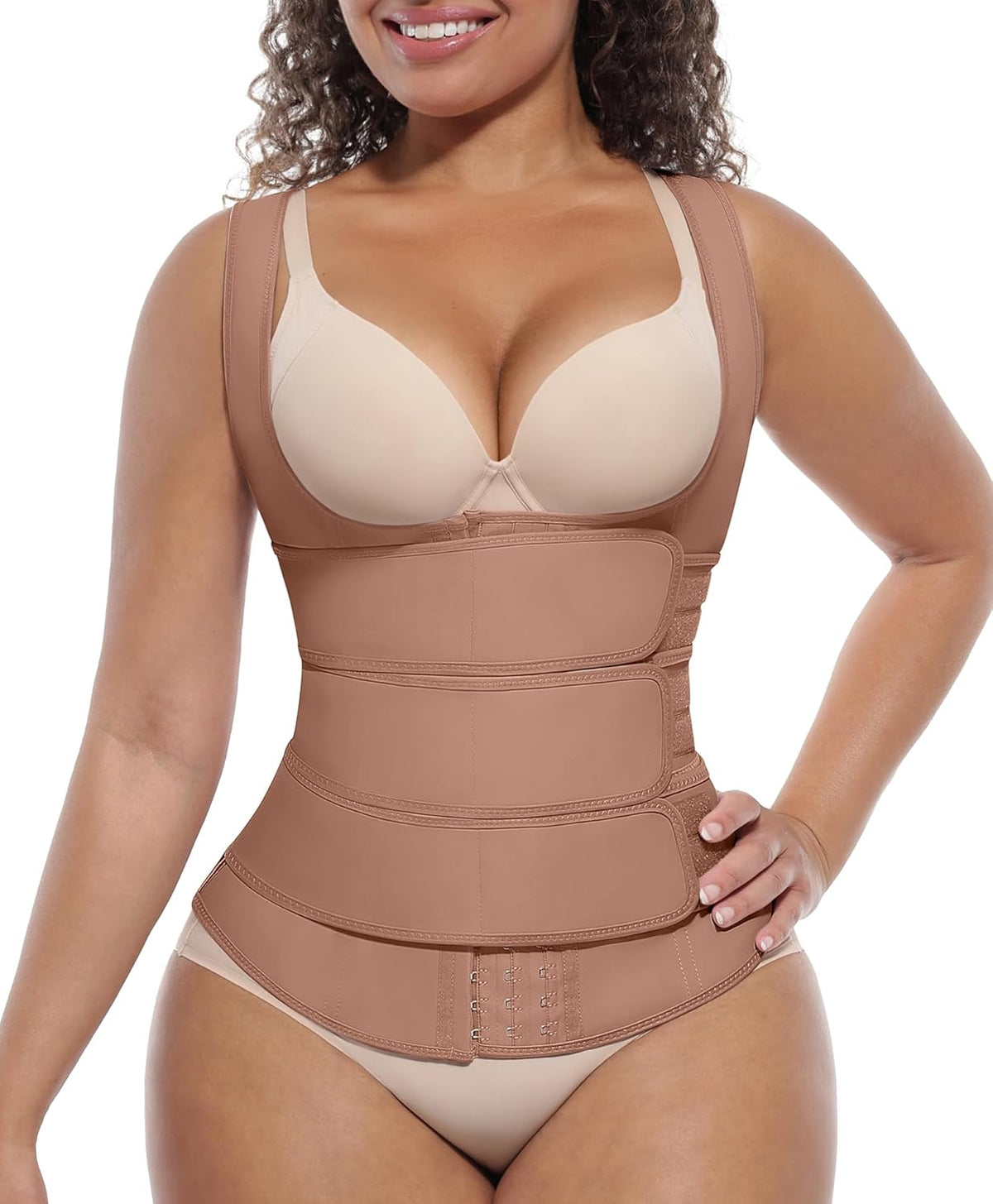 FeelinGirl Waist Trainer for Women Latex Waist Trainers Vest Plus Size Waist Cincher Corset 3 Belts