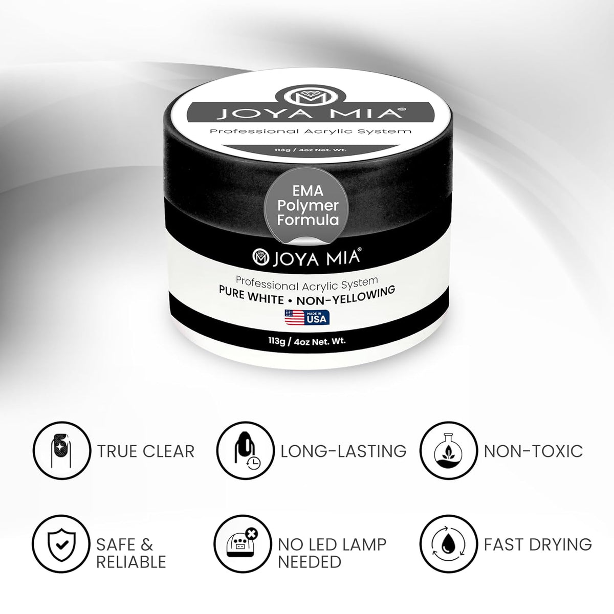 Joya Mia Acrylic Powder for Nails, MMA-Free, Super Adhesion Professional Powder for Flawless &
