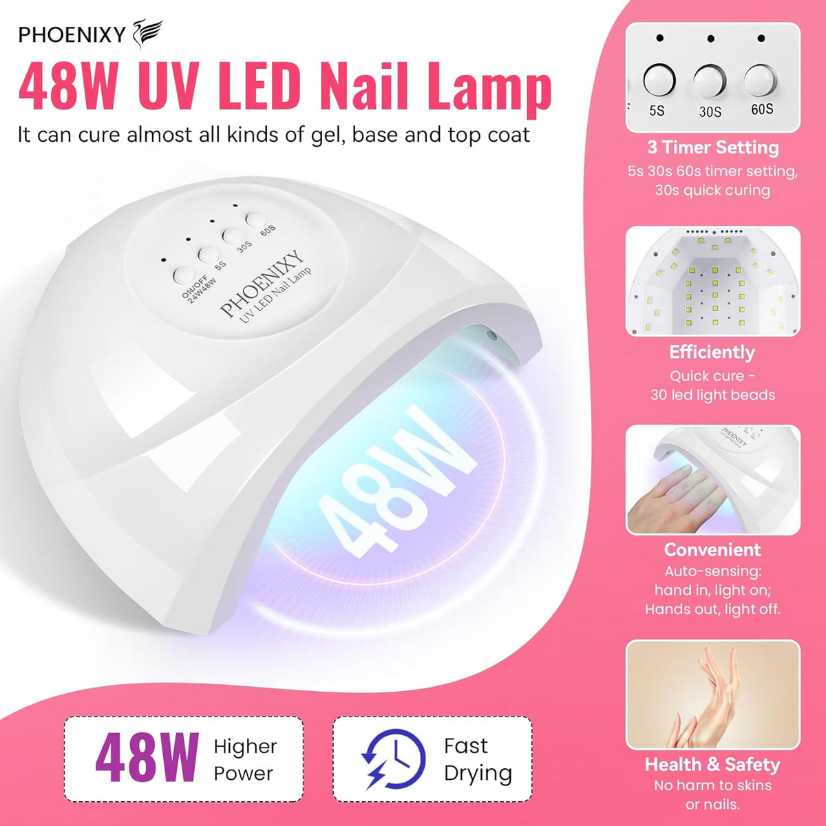 PHOENIXY 53 Pcs Gel Nail Polish Kit with U V light and Drill, 35 Colours Gel Polish with 5 Pcs Base