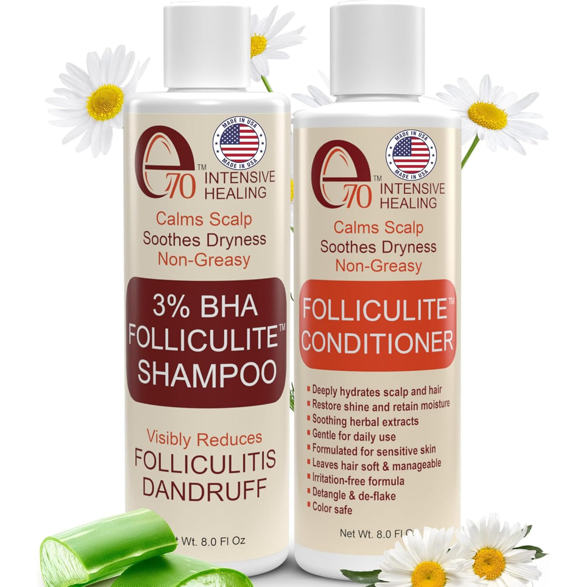 Folliculitis Treatment Shampoo and Conditioner with 3% BHA, Salicylic Acid, Aloe Vera & Tea Tree