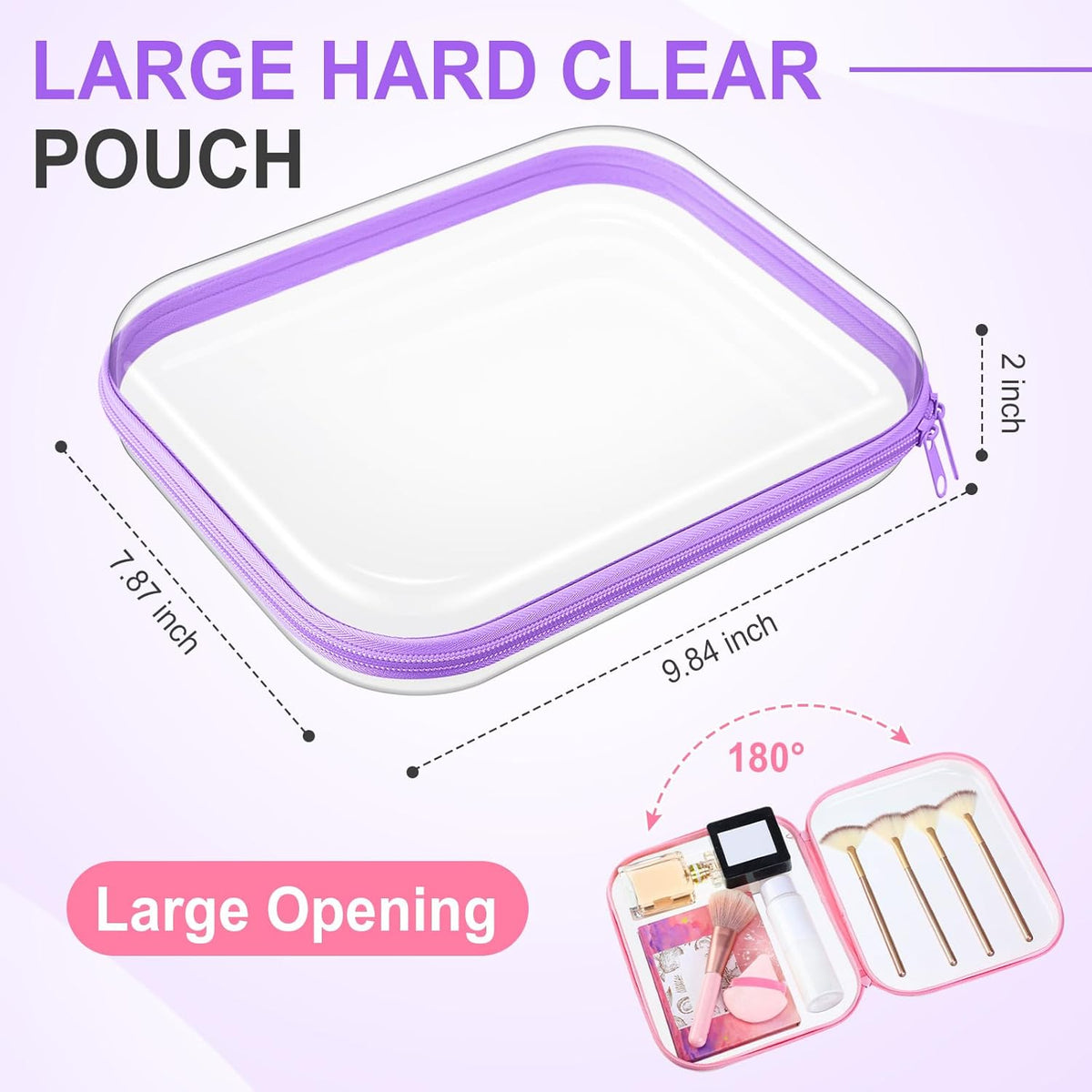 Sanwuta 6 Pcs Clear Hard Zipper Case Pencil Pouches Hard Plastic Zipper Pouches Makeup Bag
