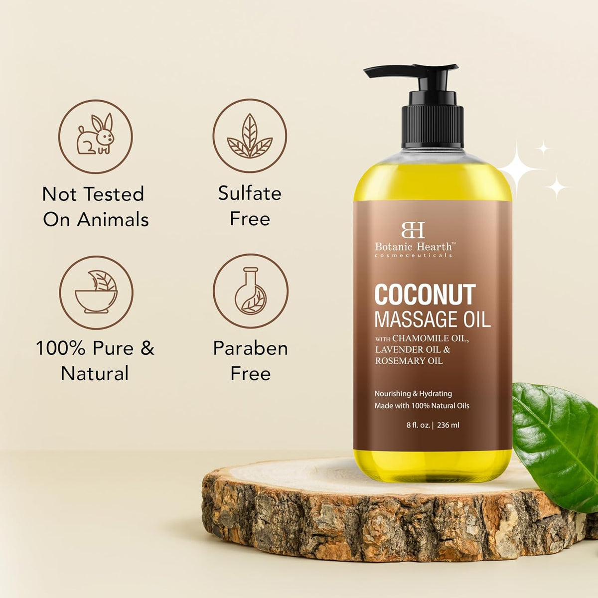 Botanic Hearth Coconut Massage Oil | Ultra|Glide Formula with Soothing Aroma |Made with Natural