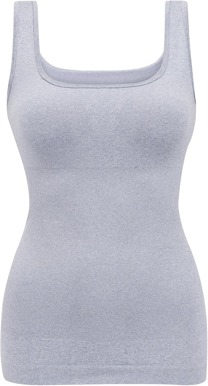 EUYZOU Women's Tummy Control Shapewear Tank Tops Seamless Square Neck Compression Tops Slimming