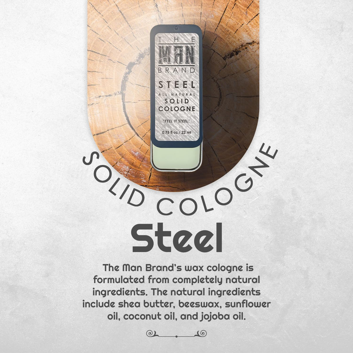 Steel Solid Cologne 0.75 oz - Natural Men's Cologne - Redefined men's fragrance Wax Cologne, Steel