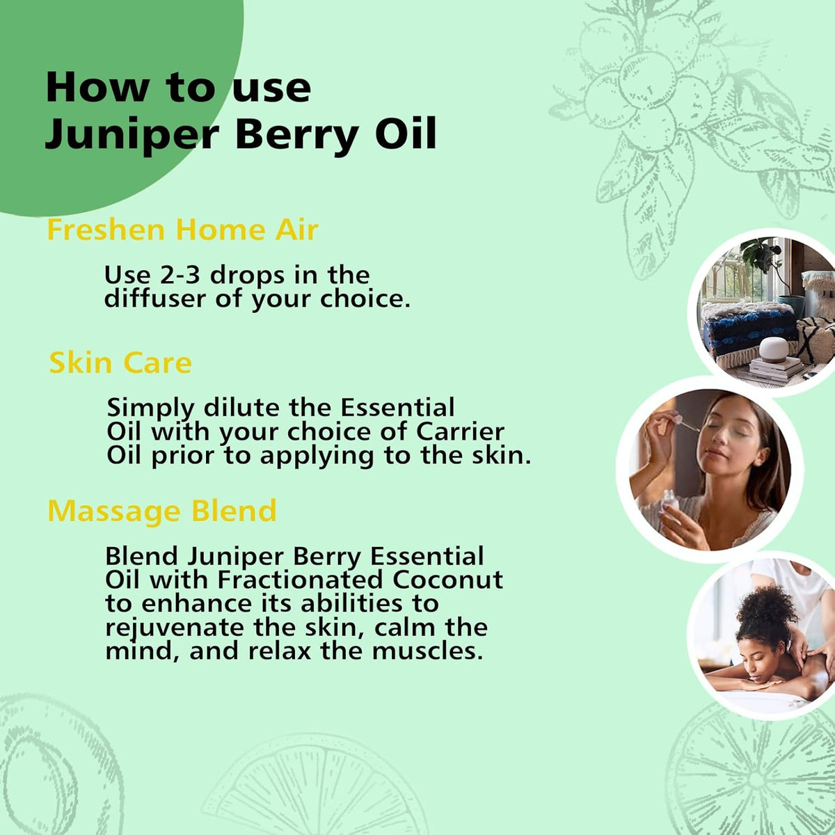 Juniper Berry Essential Oil 1 Oz – 100% Pure Natural Juniper Berry Oil for Diffuser, Massage, DIY