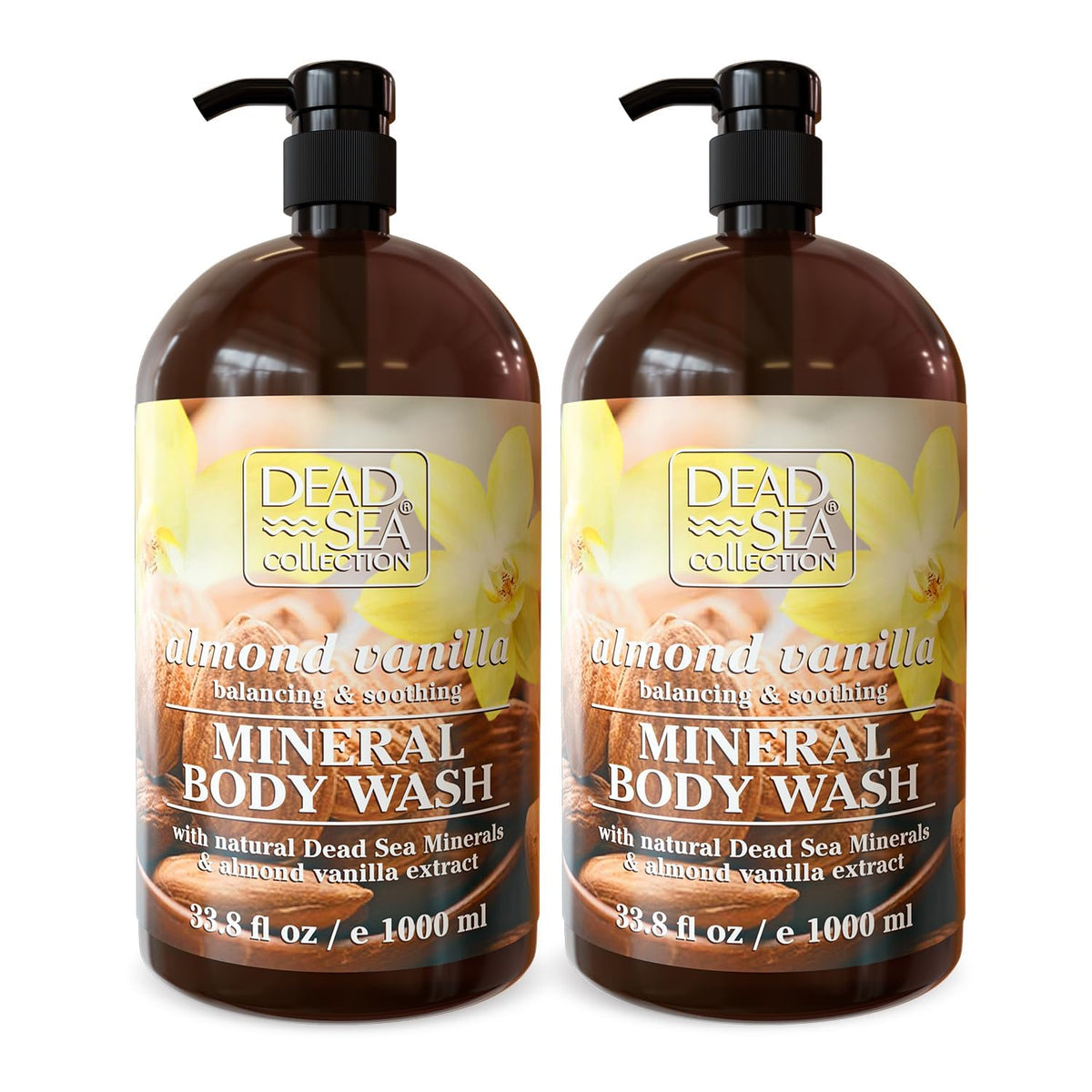 Dead Sea Collection Almond Vanilla Body Wash for Women and Men – Almond Vanilla Scent with Dead Sea