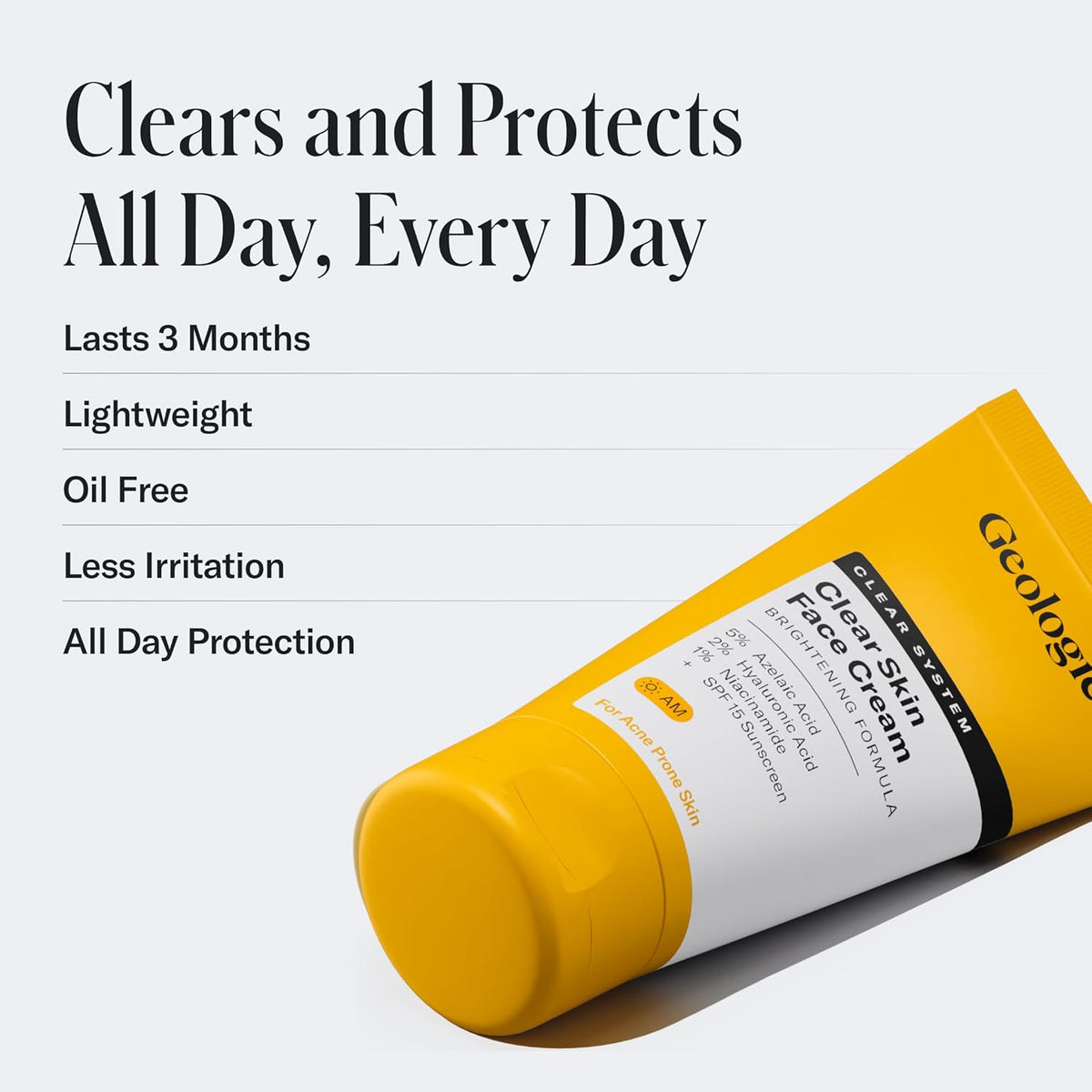 Geologie Clear Skin Face Cream | Clear System Daily Moisturizer with SPF15 for Acne-Prone Skin |