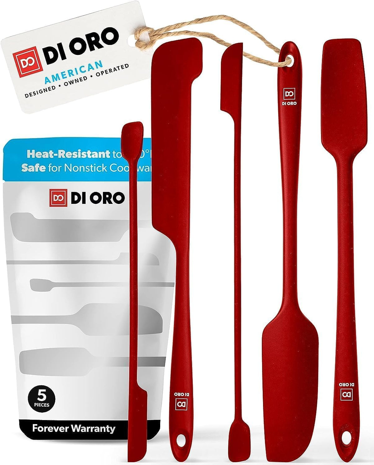 DI ORO Silicone Jar Spatulas for Scraping - Rubber Spatulas Silicone Heat Resistant - Kitchen